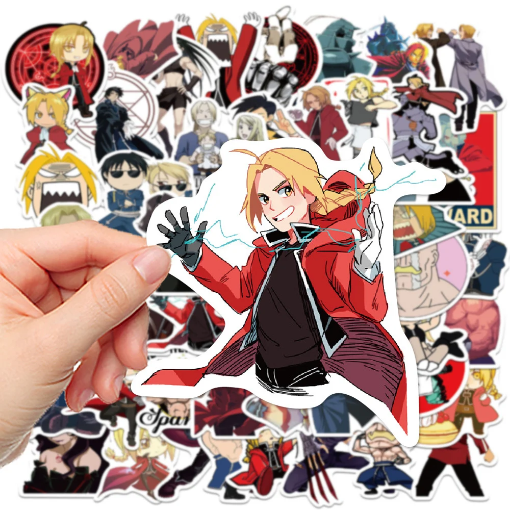 Pegatinas de Anime de Fullmetal Alchemist, calcomanías de Winry Edward, calcomanías de bricolaje para ordenador portátil, monopatín, coche, pegatina de dibujos animados impermeable, juguete, 10/30/50 piezas