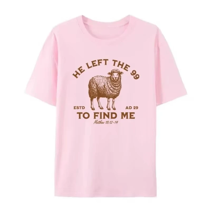 He Left 99 Women Retro Christian Inspirational T-shirt Bible Scripture Tshirt Jesus God Pattern Short Sleeved Religious Top Gift