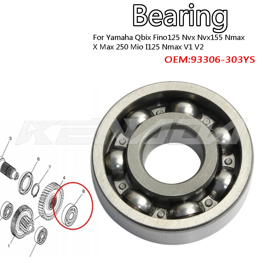 

For Yamaha Qbix Fino125 Nvx Nvx155 Nmax X Max 250 Mio I125 Nmax V1 V2 Rear Axle Drive Wheel Shaft Rim Tyre Gearbox Bearing