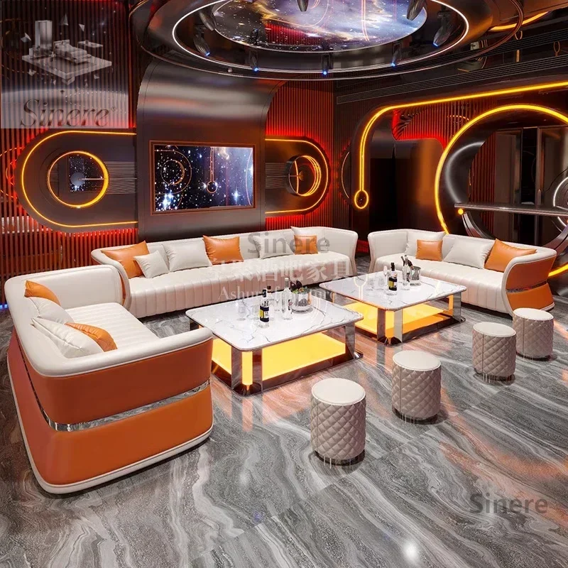 

Customized sofa light luxury card seat bar clear bar box L-shaped U-shaped coffee table corner tavern sofa