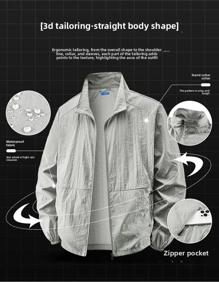 Men's UPF 50+ Sun Protection Jacket - Lightweight Windbreaker with Stand Collar Breathable & Packable for Hiking Running Travel 11 S0908c4e78ef847f3a86af7e3d82c3e61t