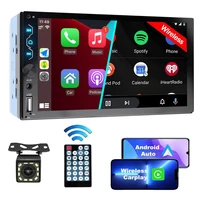 Radio inalámbrica para coche de 7 pulgadas, estéreo, 2 Din, pantalla táctil HD, Carplay, Android, reproductor de vídeo para coche con cámara de visión trasera, Bluetooth, FM