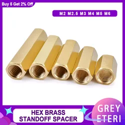 15-200Pcs Hex Female to Female Brass Standoff Pillar Stud Mount Spacing Screw Rack Mount Column Double Pass Hex Thread M2-M6
