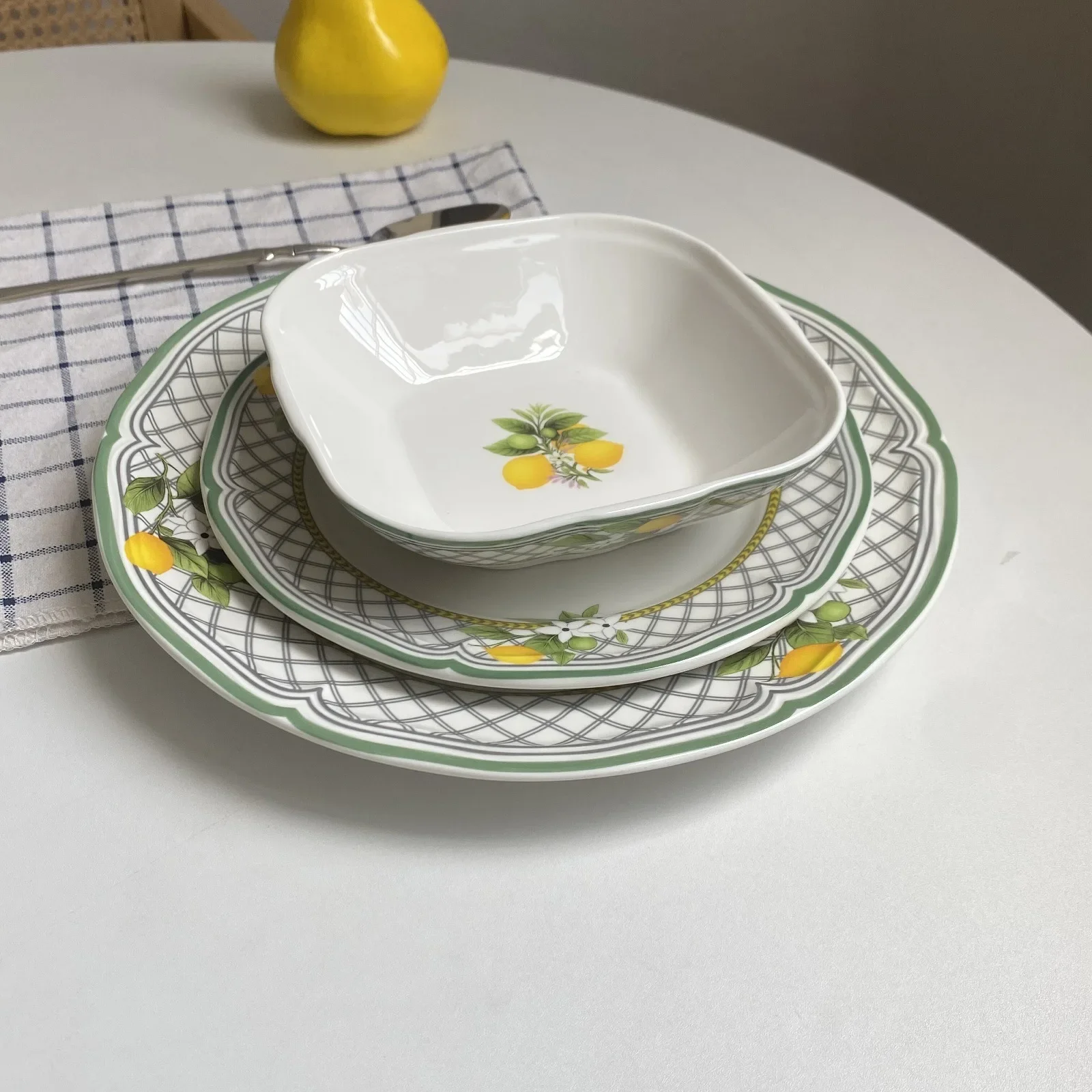 DSA high-value ceramic tableware household plates, lemon salad bowls, steak dim sum plates, fish plates