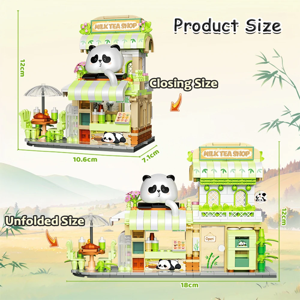 KNEW BUILT – maison de café, magasin de thé au lait, magasin inspiré du Panda, blocs de construction