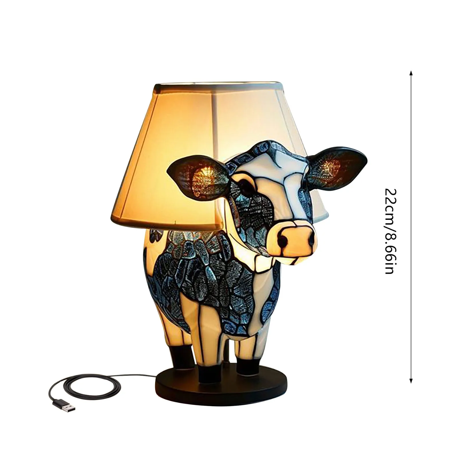 Cartoon Night Light Resin Cow Statue Living Room Bedroom Bedside Table Decoration Desktop Ornaments Lamp Light Birthday Gift