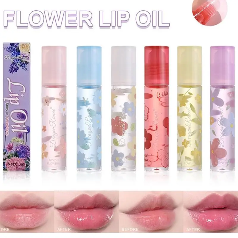 Floral Roll-on Lip Balm Lip Moisturizing Mirror Primer Lip Lipstick Primer Moisturizing Clear Transparent Lip Oil Lip Makeup