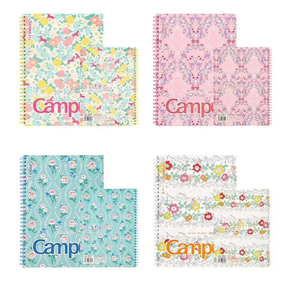 

A5/B5 Soft Coil Notebooks Floral Print 160 Pages Student Class Notebooks Multifunction Thick Paper 180° Lay-Flat Notepad