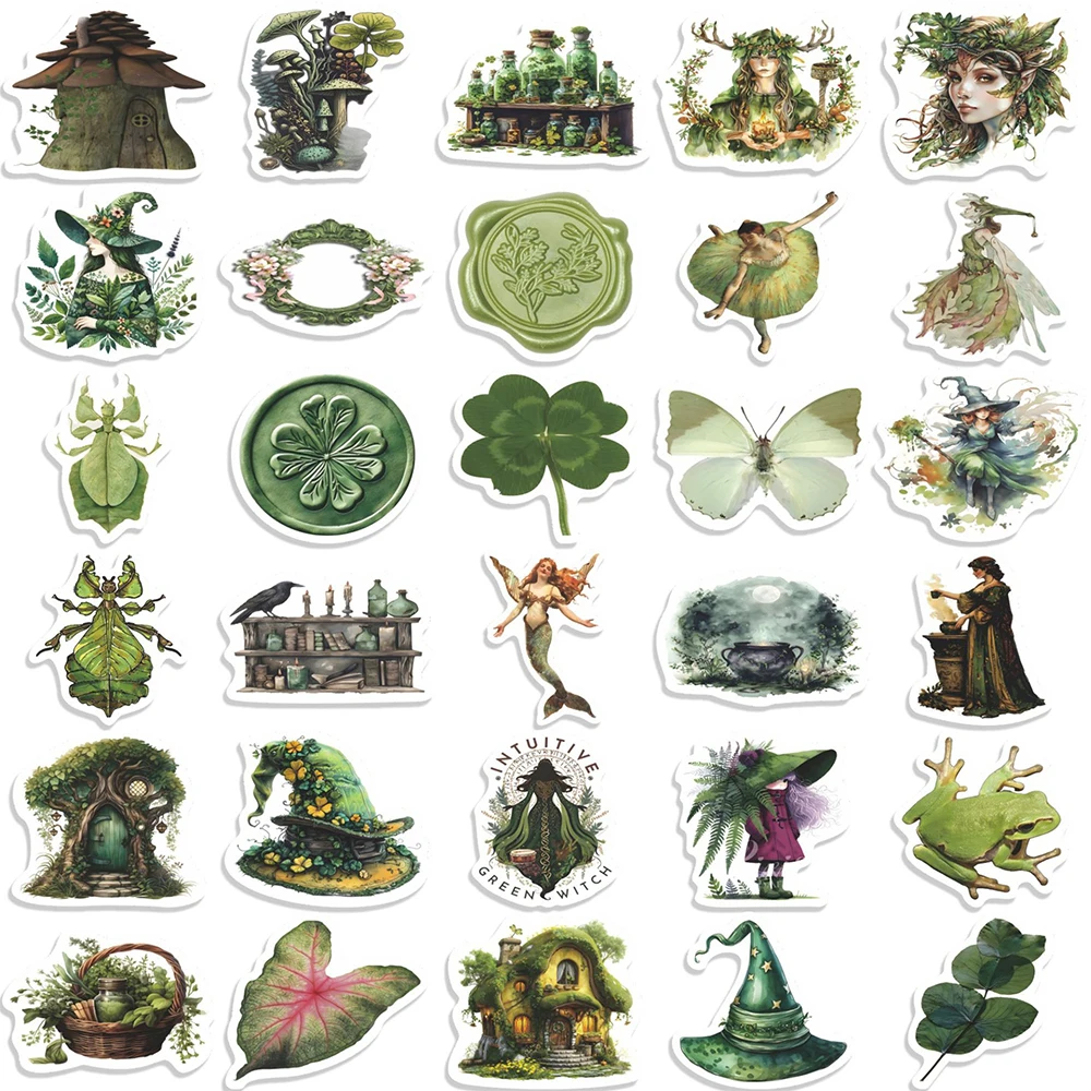 10/30/50 Uds. Pegatinas de grafiti de bruja mágica de bosque de dibujos animados pegatinas góticas geniales impermeables DIY guitarra motocicleta Phnoe pegatina de juguete para niños