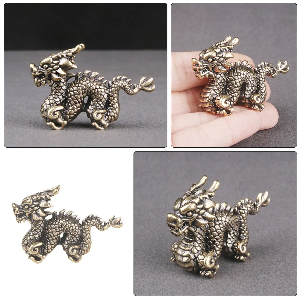 

Zodiac Dragon Ornaments The Animal Chinese New Year Figurine Golden Brass Statue