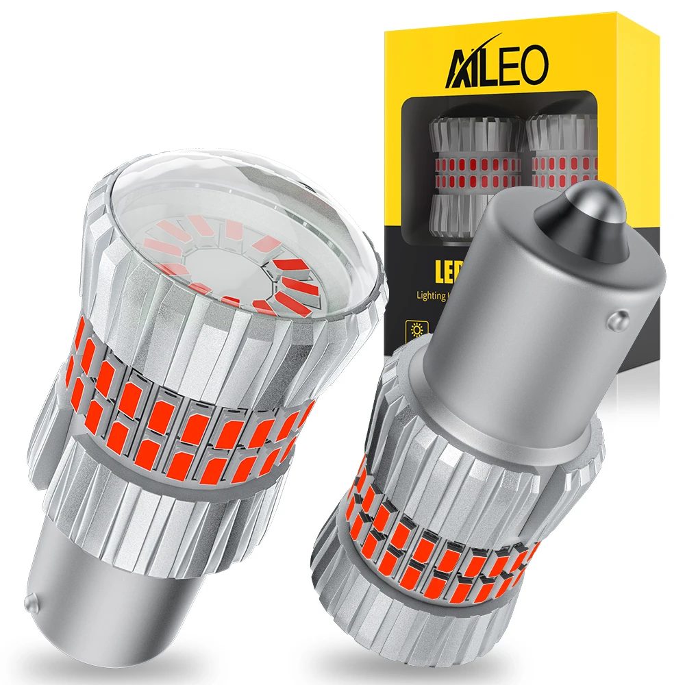 AILEO P21W LED P21W Car Signal Lamp Bulbs P21/5W Led White Red Amber Bright Brake Reverse Tail Lights 12V 2pcs