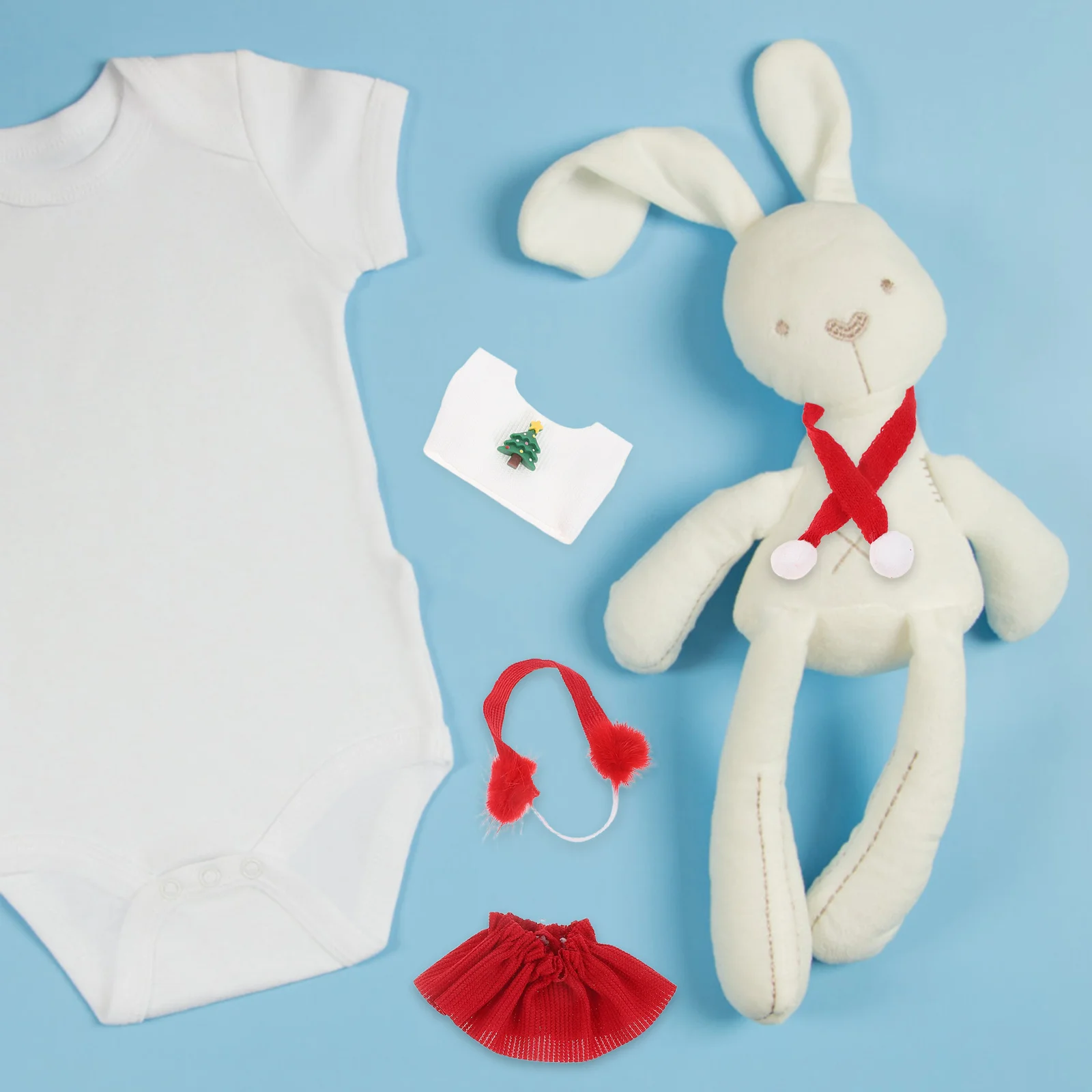 1 conjunto de roupas de inverno conjunto de malha de natal santa roupa saia cachecol earmuffs vestir roupas férias fingir jogar