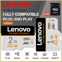 Lenovo 2TB 1TB Original A2 V30 U3 Video High Speed Flash Card 128GB 512GB Micro TF/SD Card 100MB/s Memory Card for Phone Tablet