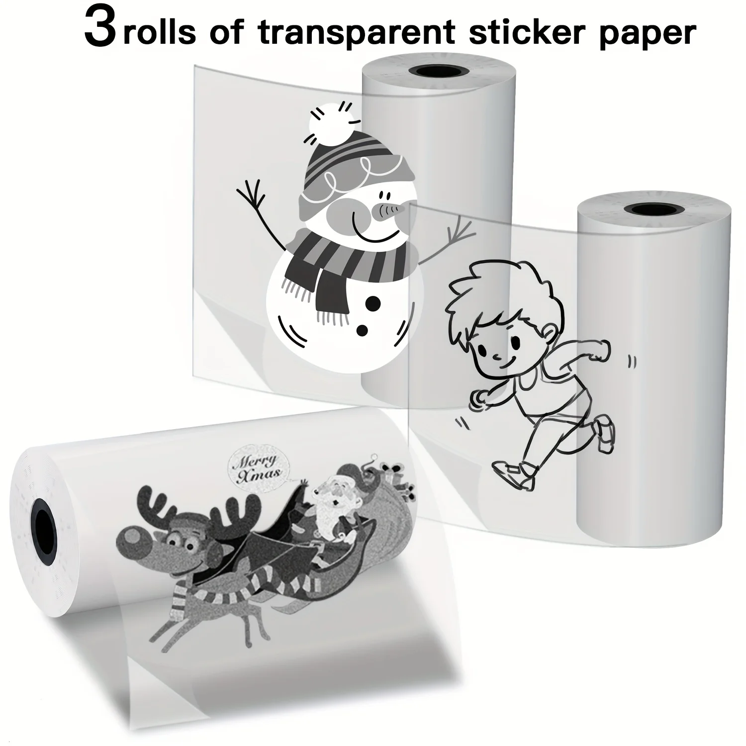 Label Termal Hitam Transparan 57x25mm Mengkilap Perekat untuk Printer Mini Nirkabel Smartphone Struk Menu Kupon