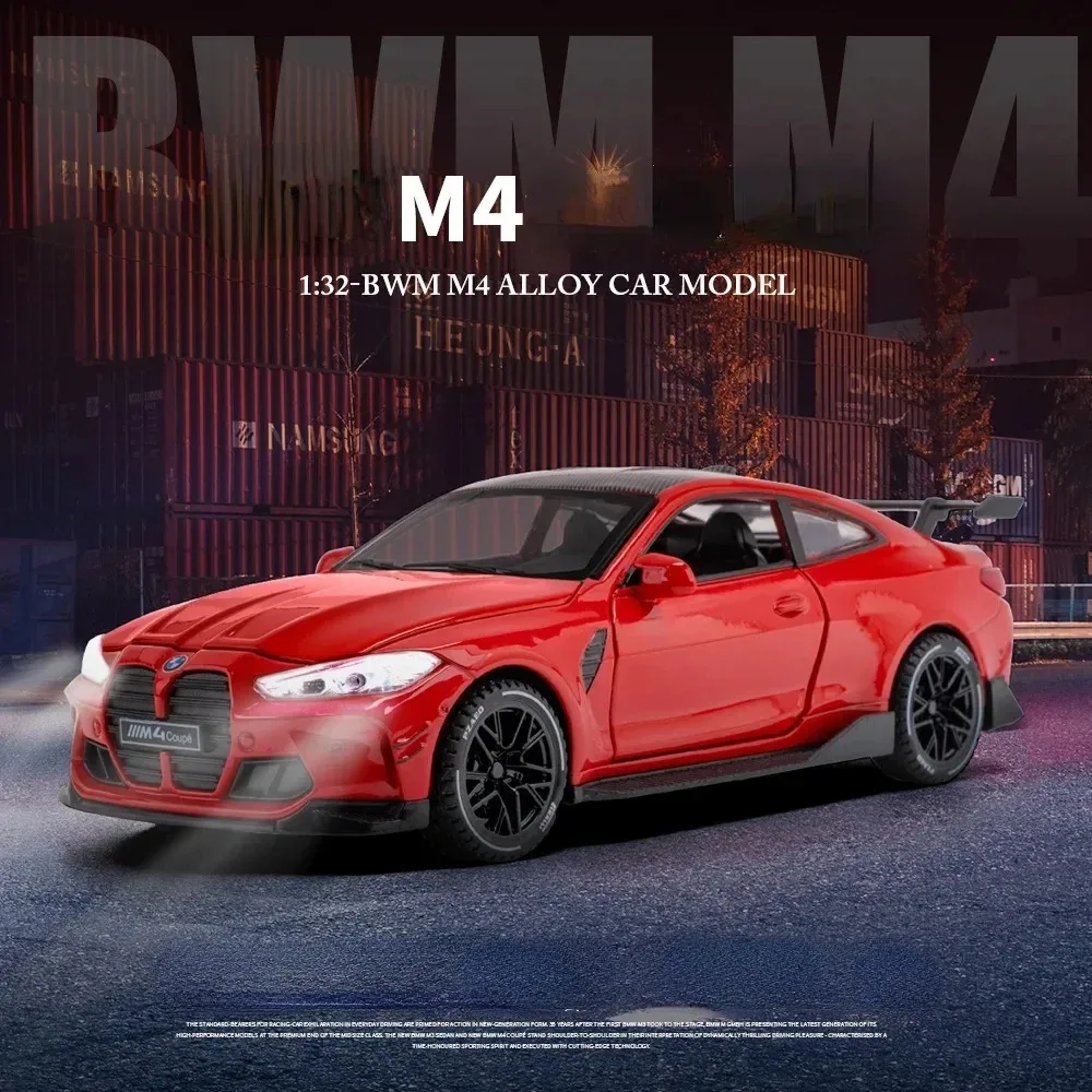 

1:32 BMW M4 Supercar Alloy Car Model With Pull Back Sound Light Children Gift Collection Diecast Toy Model A579