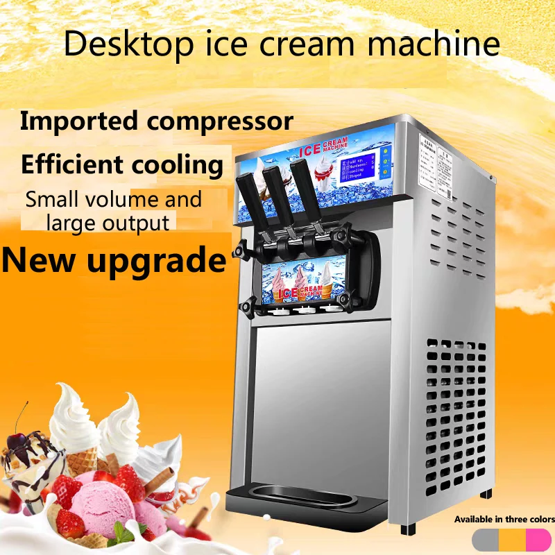 

Desktop Mini Soft Serve Ice Cream Makers Machine 3 Flavors Commercial Ice Cream Machine