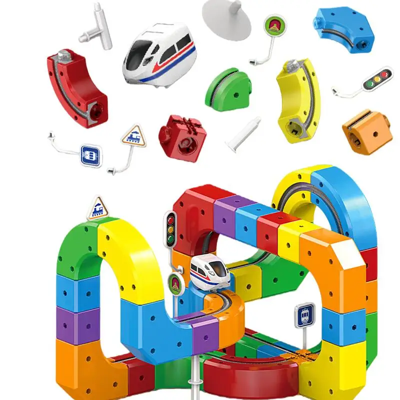

Bestseller Magnetic Building Block Track Train Set DIY Assembled Educational Toy Birthday Gift with Electric Train Car