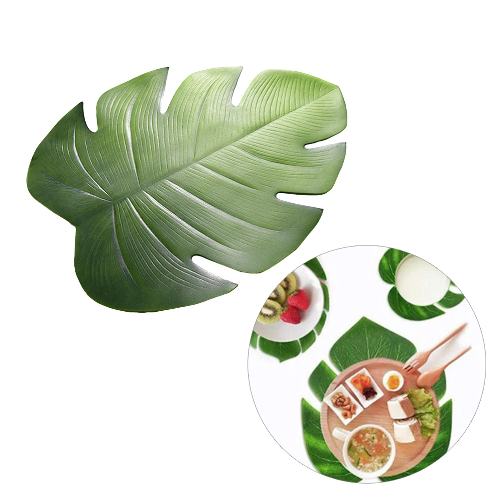 

Artificial Palm Leaves 48X37cm PVC Tropical Decorations for Luau Beach Wedding Table Mats Placemats Leaf