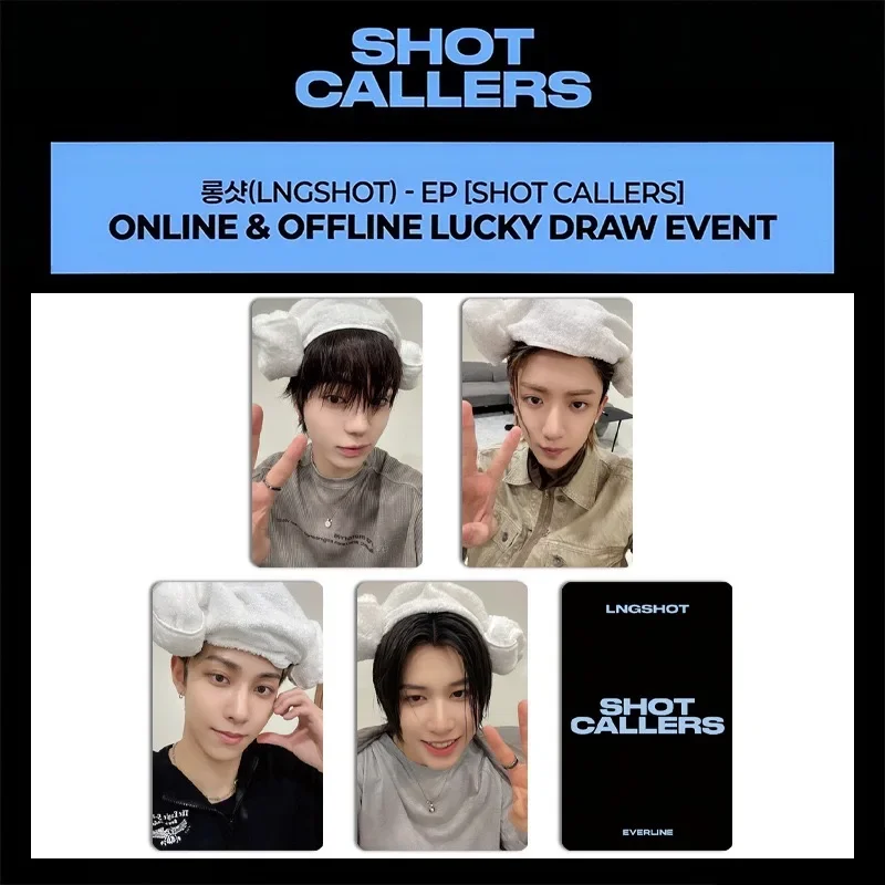 4PCS  New Boy Group LNGSHOT New Album "SHOT CALLERS" EVERLINE Discount Card OHYUL LOUIS RYUL WOOJIN Small Cards Photocards