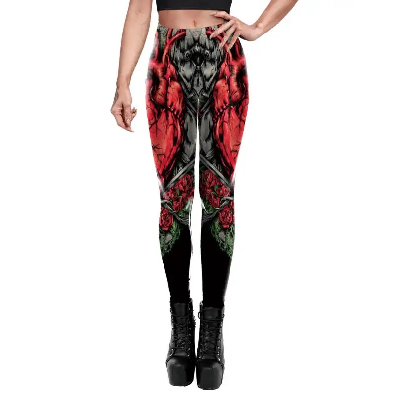 Nadanbao Leggings mit Spinnennetz-Skelett-Print, Halloween-Party, Damenhose, Sommerhose mit mittlerer Taille, weibliche Fitness-Sportstrumpfhose – Detail 11