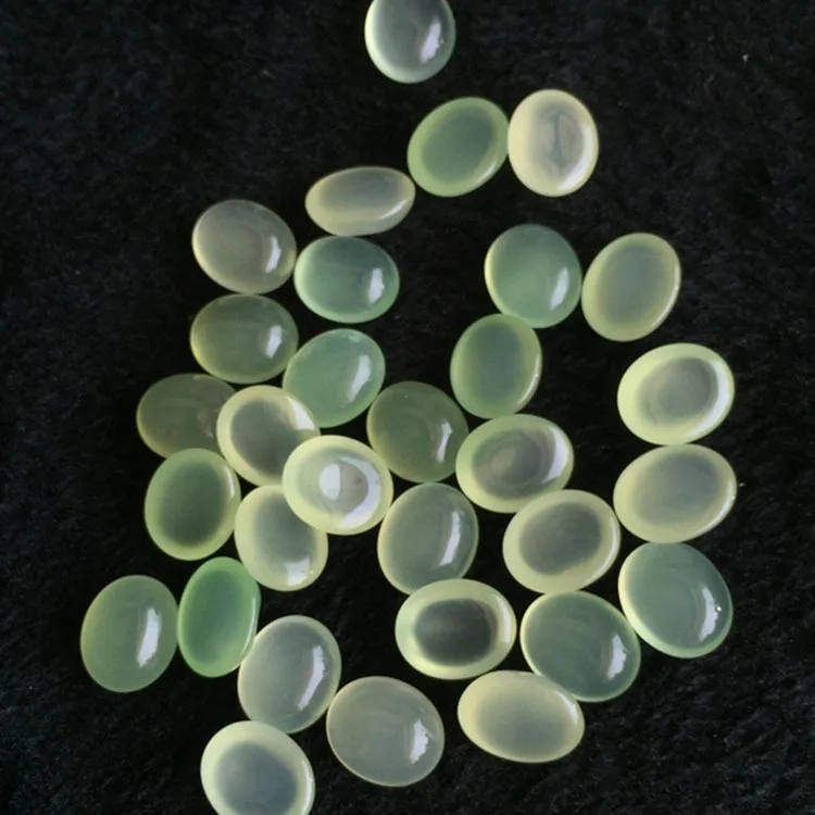 Wholesale 4pcs/pack Natural Light Green Agate Carnelian 8x10mm 12x16mm 13x18mm Oval,8mm Round Gemstone Jewlery Cabochon for Ring