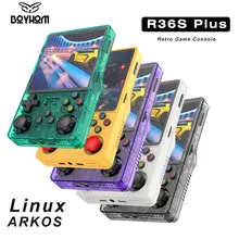 Venda superior 4 "ips tela grande r36s mais retro console de jogo portátil linux sistema de 64 bits rk3326 bolso portátil arcos 2.0 r36splus