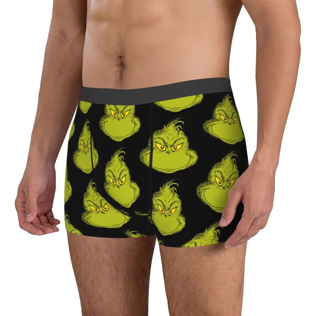 الفكاهة الملاكم عيد الميلاد-S-الأخضر-S-مخبط السراويل سراويل الرجال الملابس الداخلية منتصف الخصر السروال للذكور حجم كبير #4