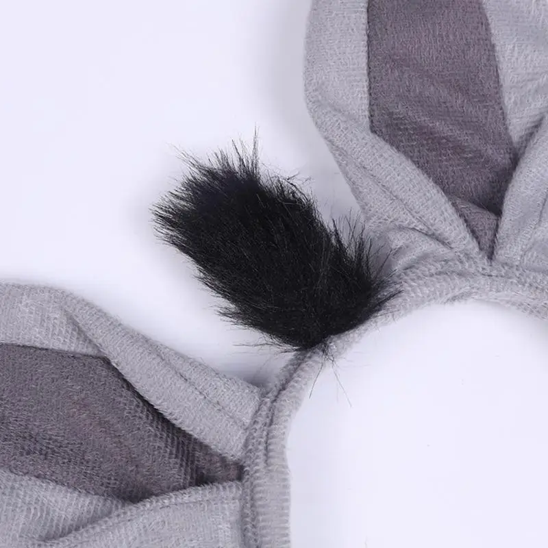 Disfraz Animal burro 39BB, incluye diadema, cola, pajarita, nariz, disfraz juego rol animales Halloween, para