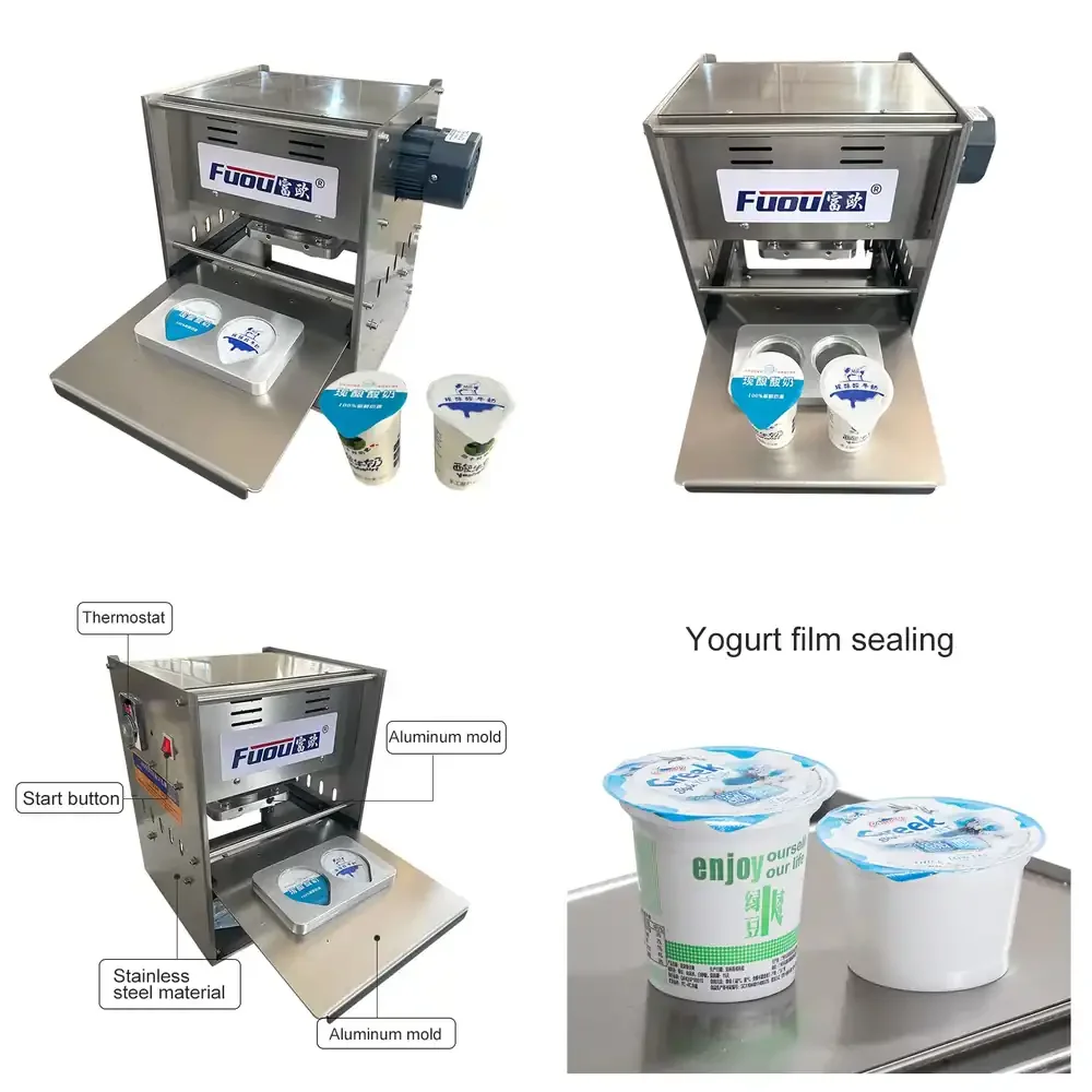 

Yogurt Semi-Automatic Sealing Machine for Milkshake and Ice Cream Cups 2 Trays per Cycle Sour Milk Packing Machine for