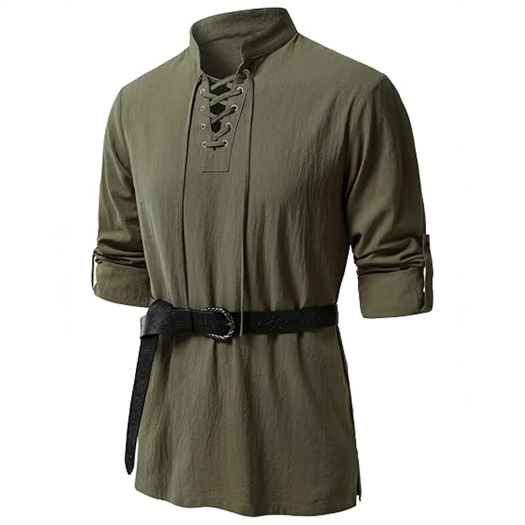 Men's Renaissance Shirt Pirate Medieval Viking Top Long Sleeved Halloween Costume Breathable T Shirts Daily Party Streetwear