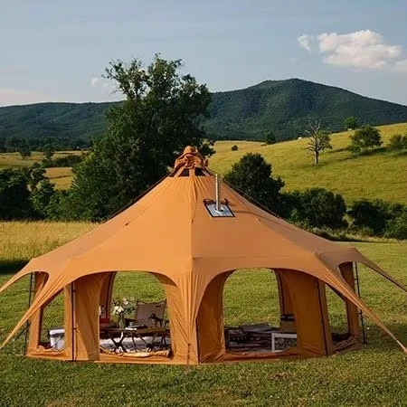 vb-Cheap High-end Season Cotton Oxford Glamping Yurt Tent Family Outdoor Camping Waterproof Large Luxury 3m 4m 5m 6m Bell Tent&