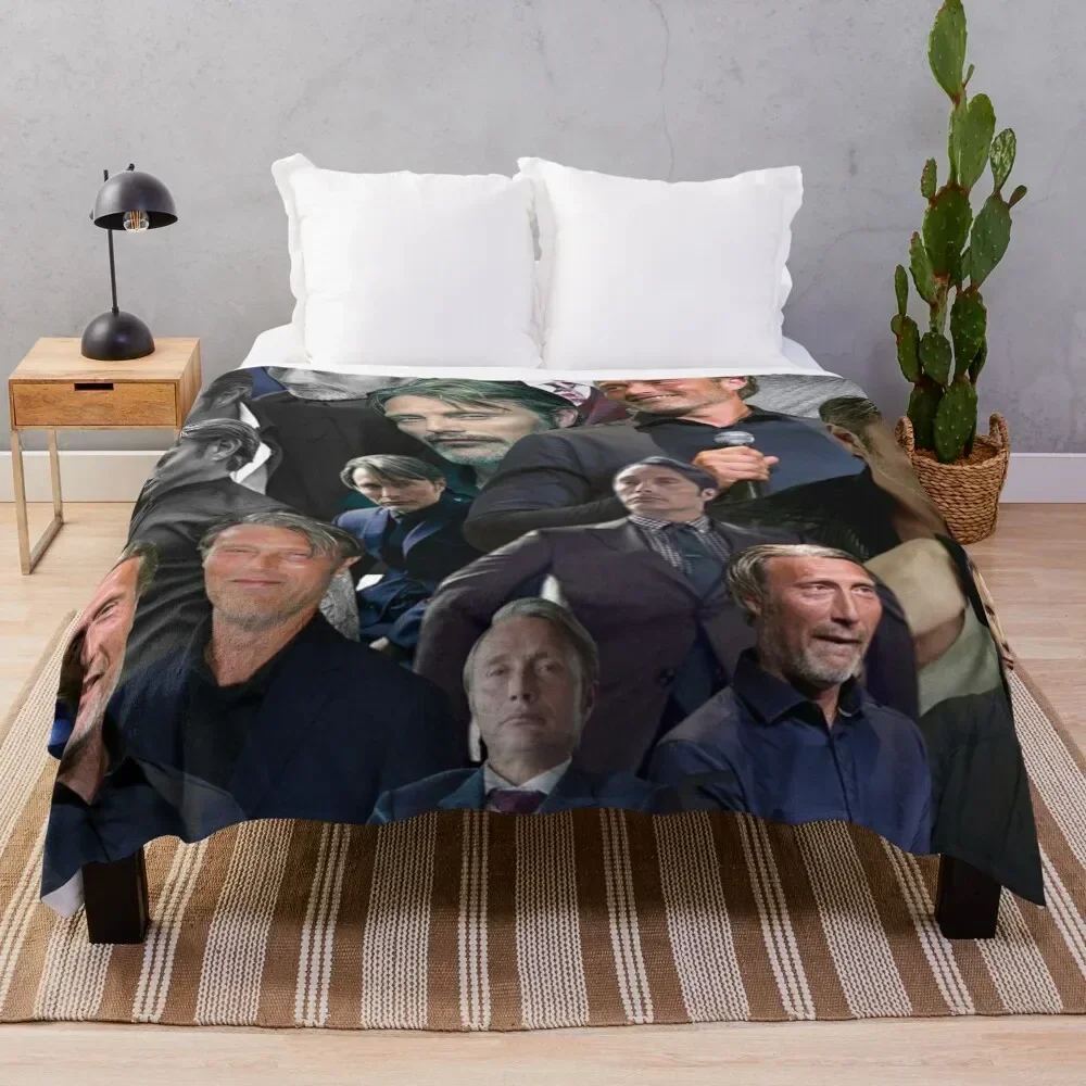 

mads mikkelsen photo collage Throw Blanket Elegant Warm Throw Blanket for Hotel Home