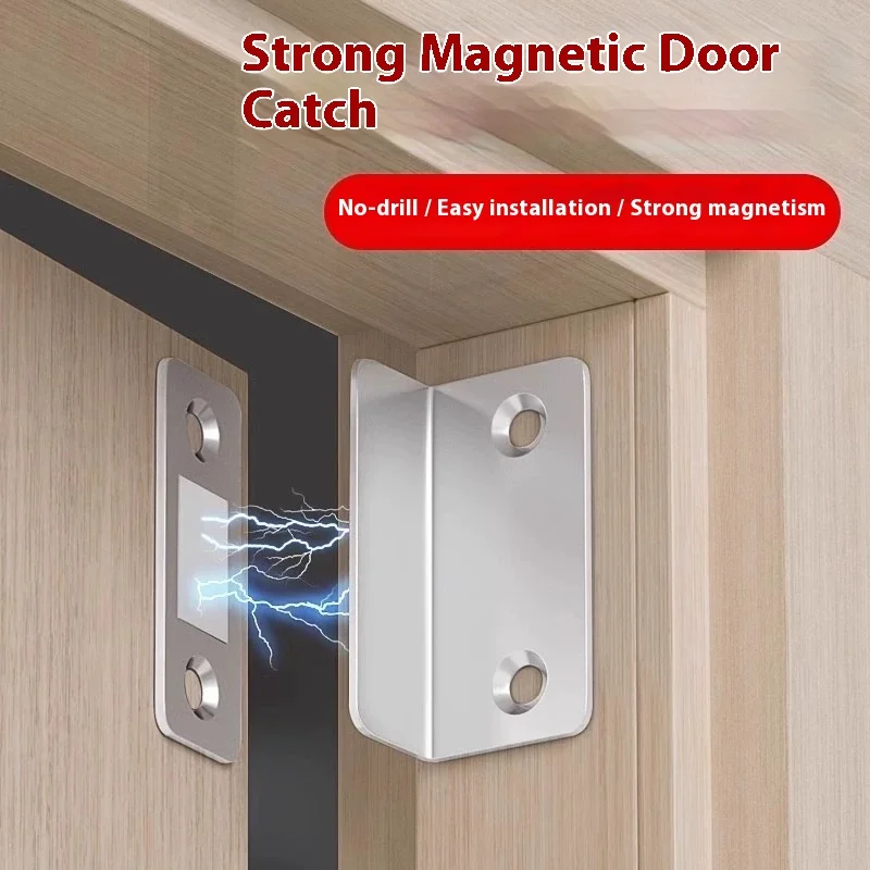 L-Type Strong Magnetic Door Closer Cabinet Catches Latch Magnet Wardrobes Door Stopper Ultra Thin Closures Furniture Fittings