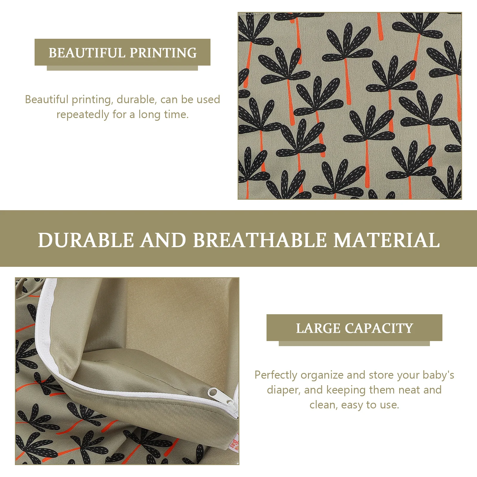 حقيبة تخزين الحفاضات المقاومة للماء، سحاب قابل للغسل، منظم محمول لحقيبة الحفاضات الأساسية للسفر والطفل #3