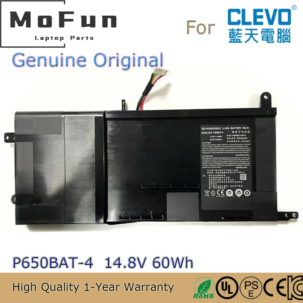 

Brand New Original P650BAT-4 14.8V 60Wh Laptop Battery for Clevo P650SE P650SG P651SE P651SG P671RG Hasee Z7