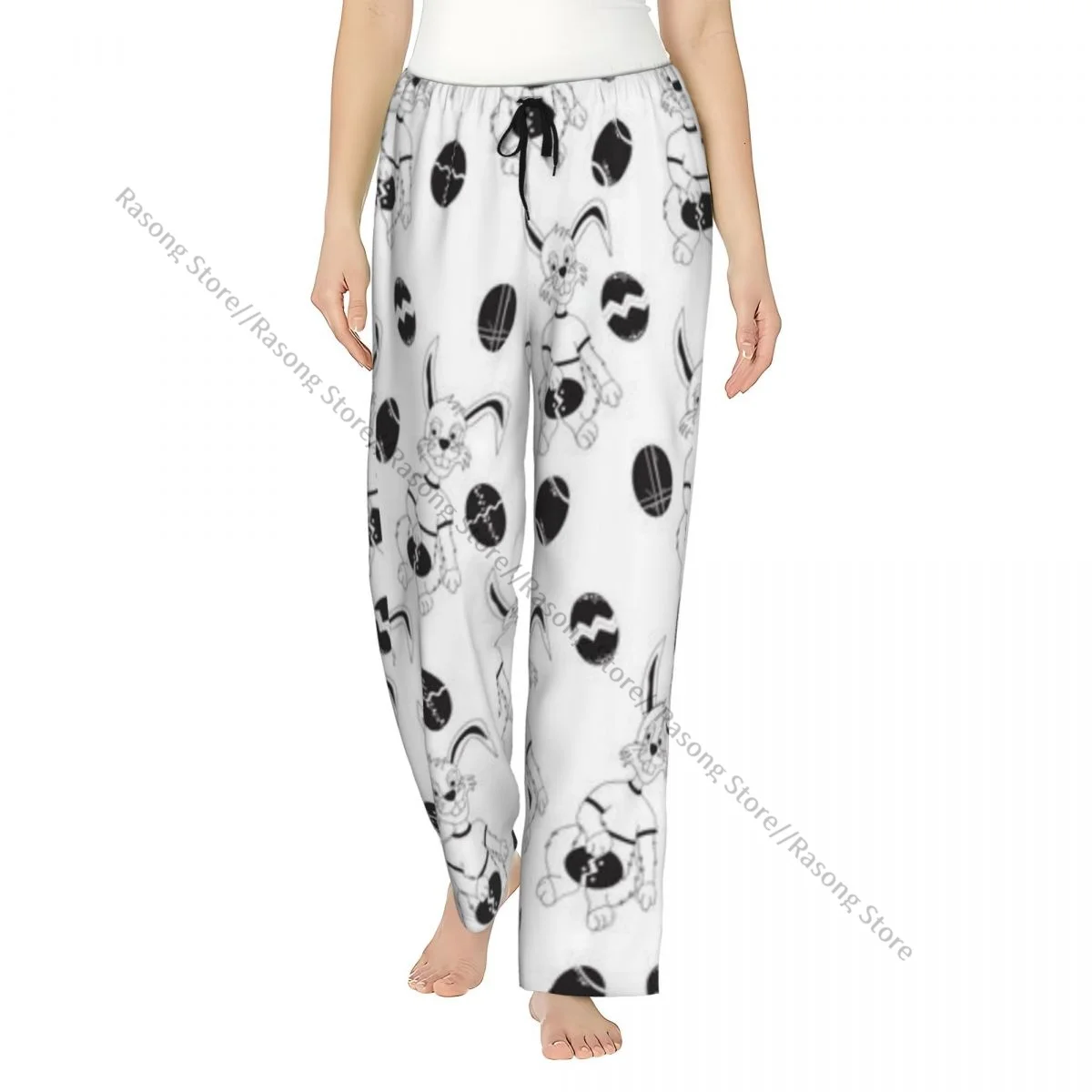 

Women Pajama Pants Easter Bunny Pattern Sleep Bottoms Soft Loungewear