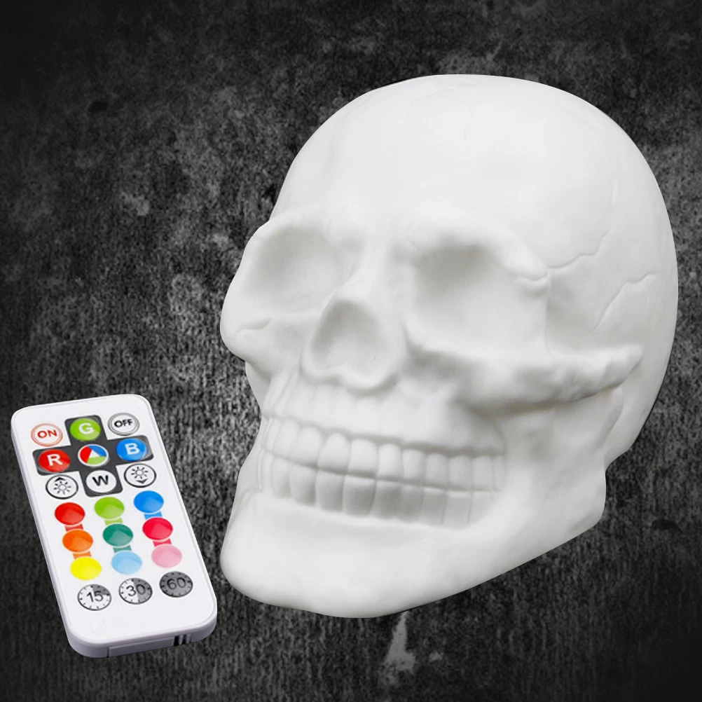 Multicolor Led Skull Night Light For Bedroom Small Decorative Patting Lamp Silicone Touch Warm Lighting Home Office Bar Cafe Use