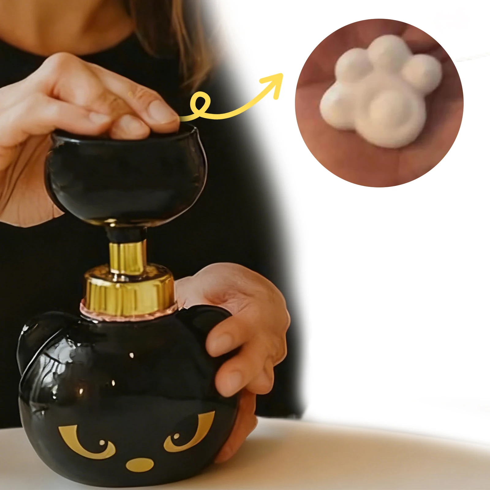 

Cat Paw Print Foam Soap Dispenser Refillable Foaming Hand Dispensers Creates Paw-Shaped Bubbles for Bathroom Kitchen Office
