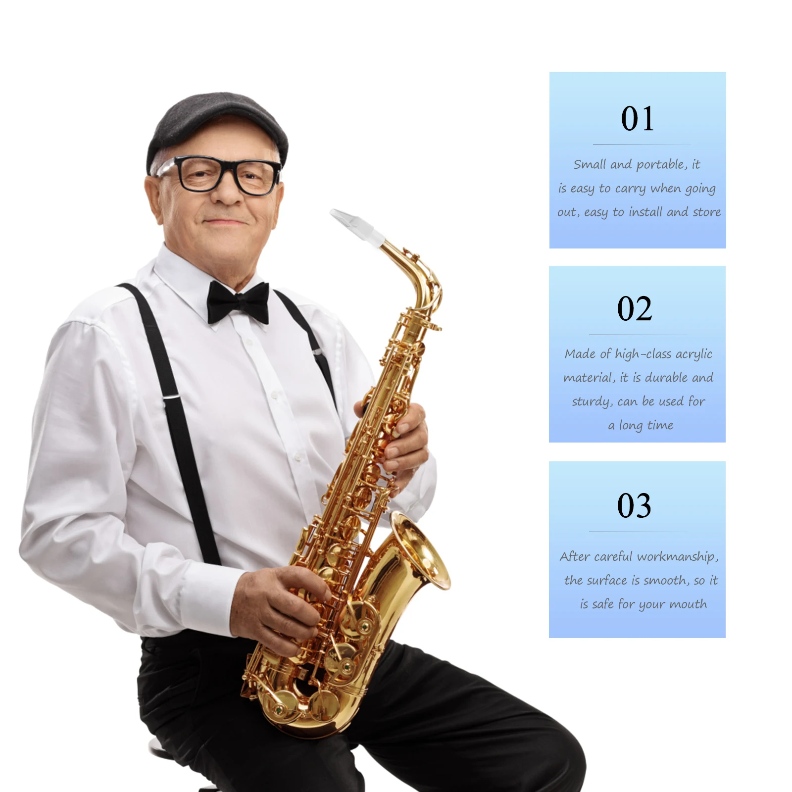 

Saxophone Mouthpiece Musical Instrument Alto Protective Cap Acrylic Tooth Guard