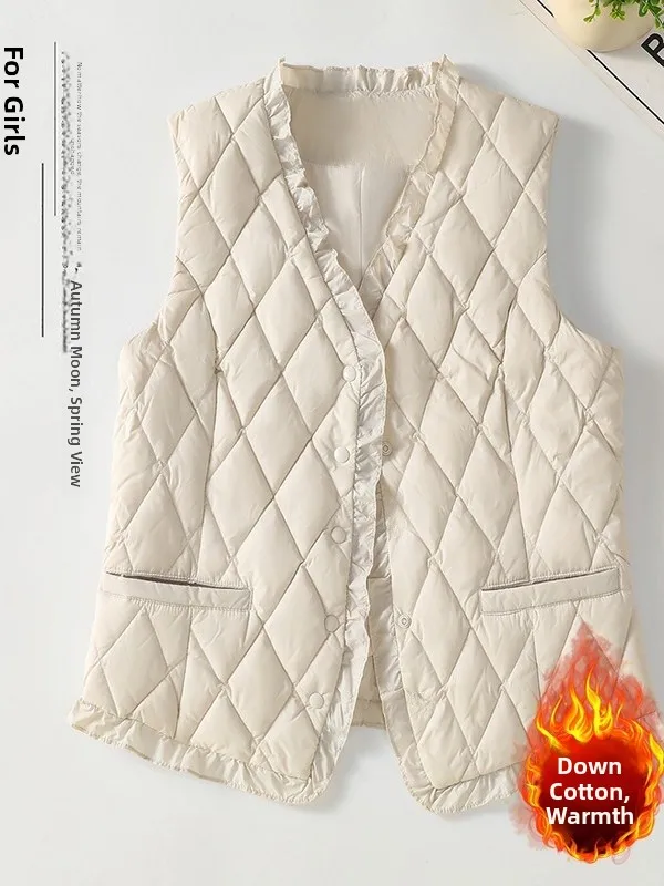 

Легкий тонкий женский жилет нового фасона для осени и зимы, оверсайз, с цветочным кружевом, пуховик, для ношения как под одеждой, так и как верхняя одежда, полиэстер F...