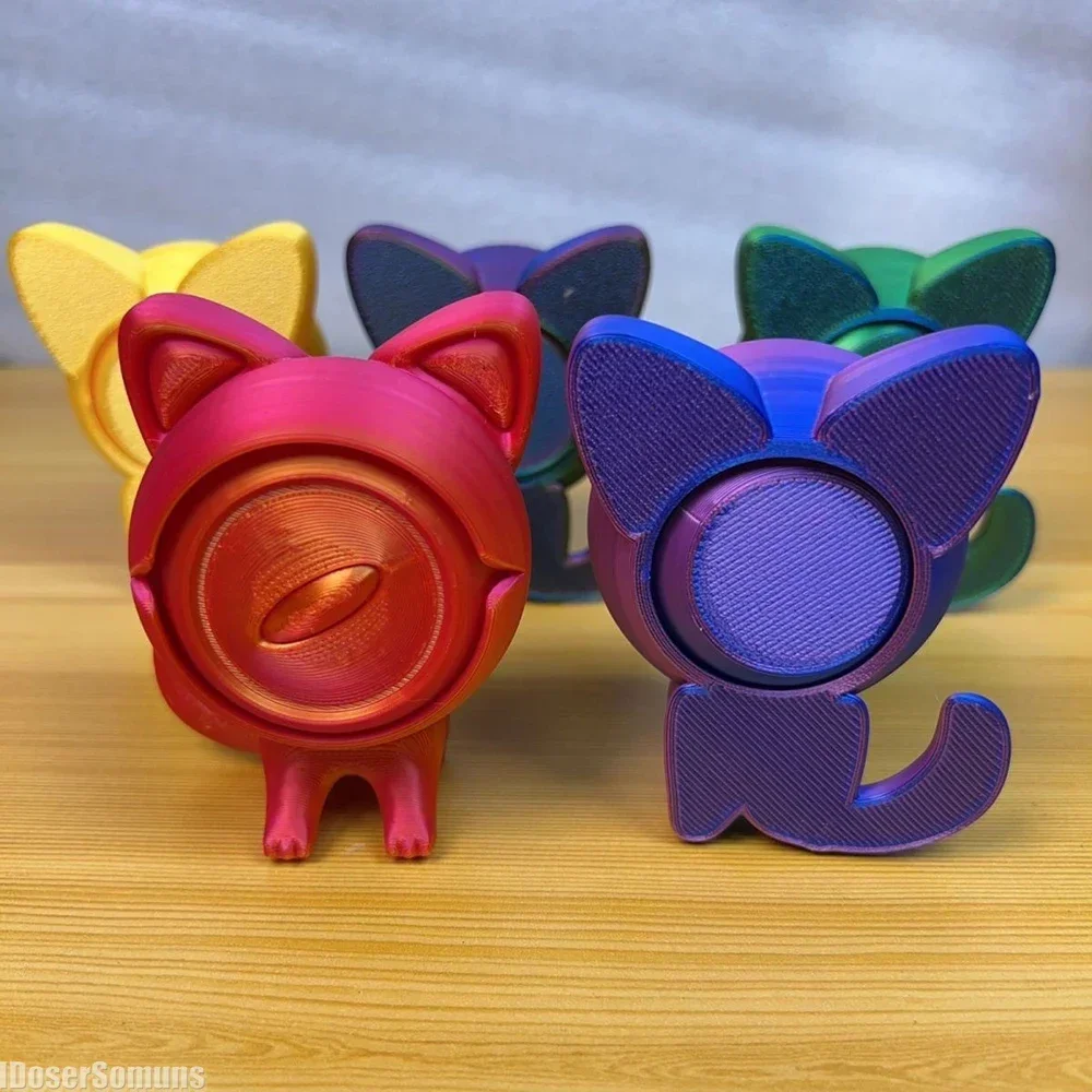 3D Printed Finger Toys Flip Cat Desktop Stress Relief Creative Healing Toys Rotatable As A Gift For Friends