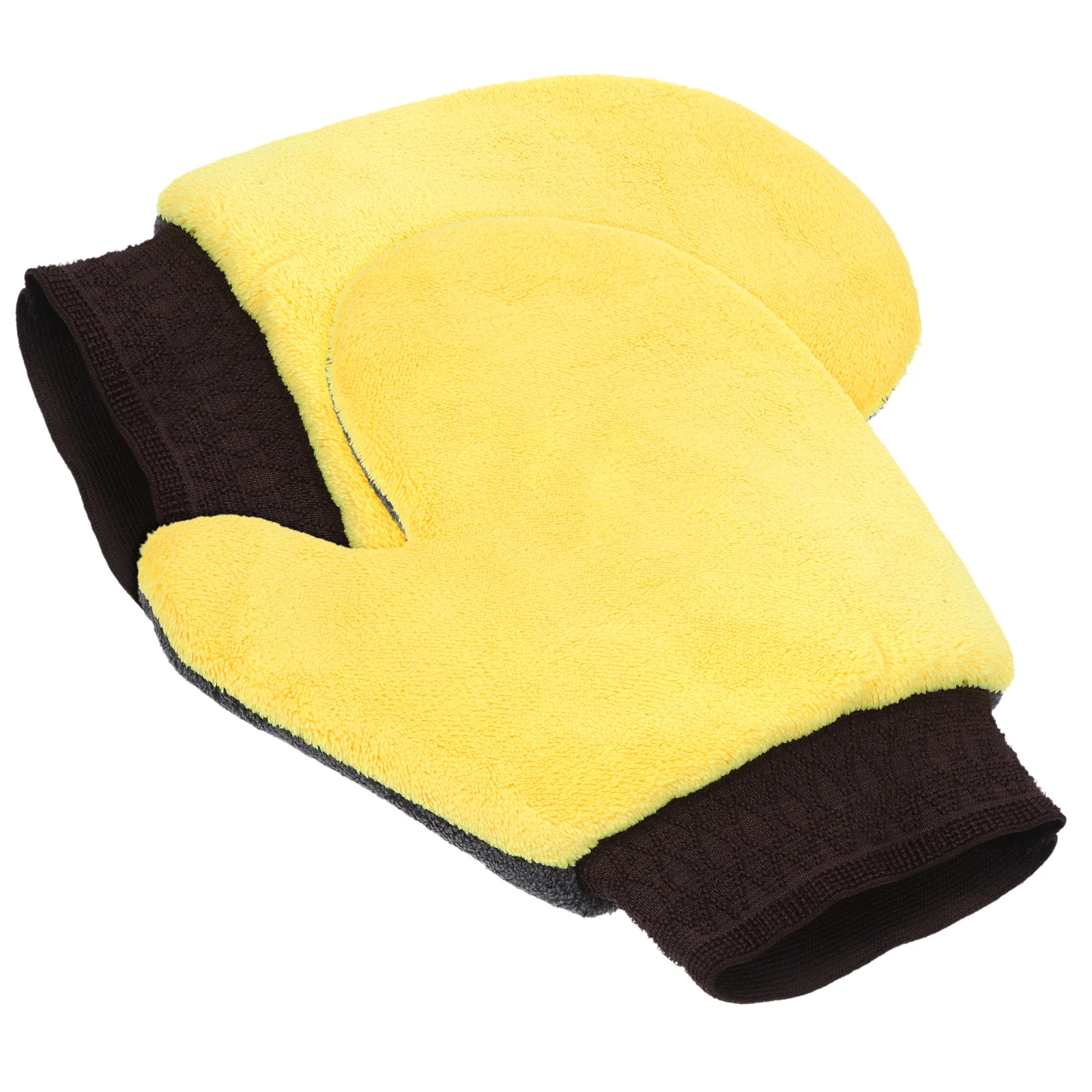 

2pcs Wash Gloves Coral Fleece Cleaning Mitts Gray Yellow Scratch Free Dusting Exterior Dusting Glove Care Products