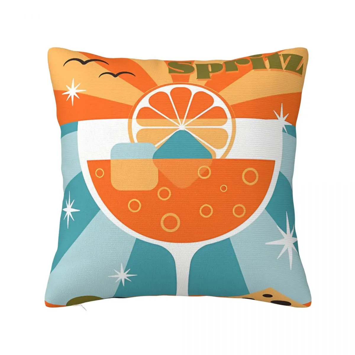 Aperitivo Time Polyester Cushion Cover For Sofa Chair Decorative Reusable Throw Pillowcase