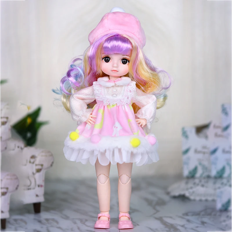 30cm Doll BJD Snow Queen mechanical joint Body With makeup hair eyes clothes shoes girl anime 1/6 SD The best gift for children