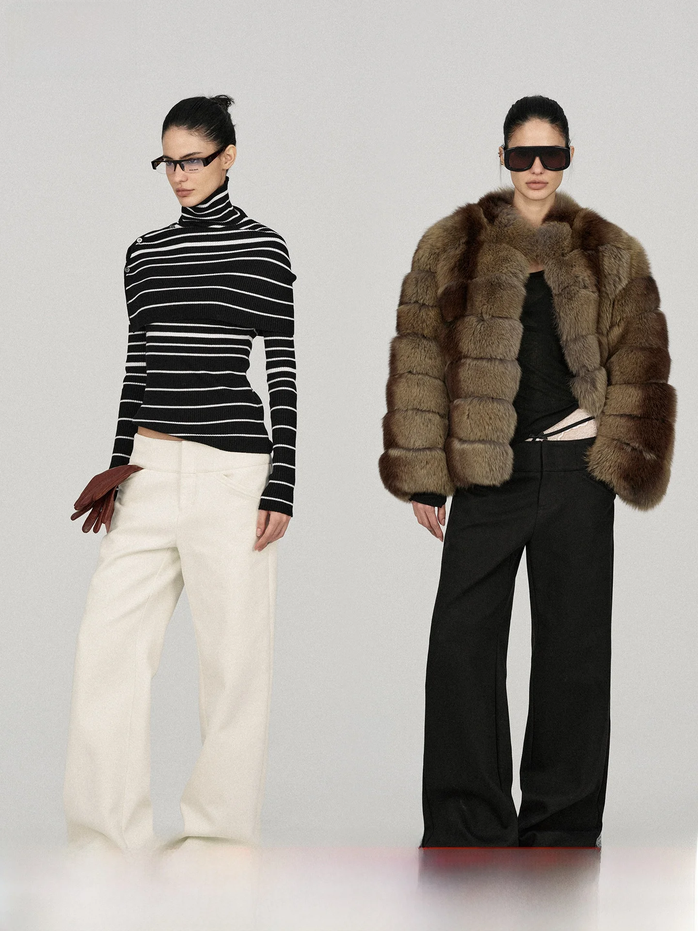 

ACSENSE STUDIO Casual Wide Waist Head Flared Straight Leg Pants Cotton Blend Lyrca Fiber Low Waist Straight Leg Trousers