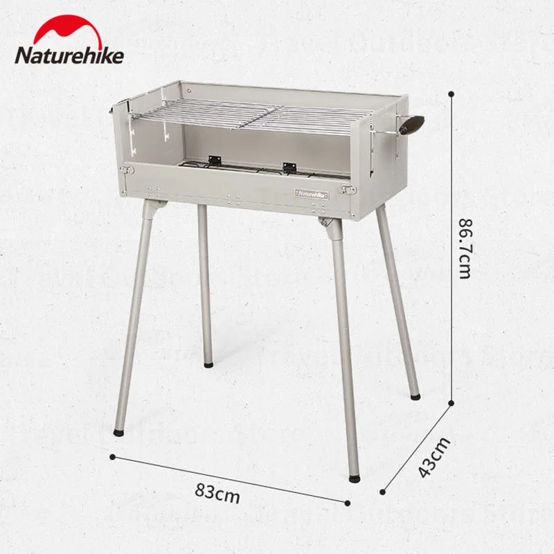 Naturehike Portable Barbecue Grill 3-8 Peoples Camping Picnic Charcoal Stove Adjustable Firepower BBQ Picnic Equipment Free Gift