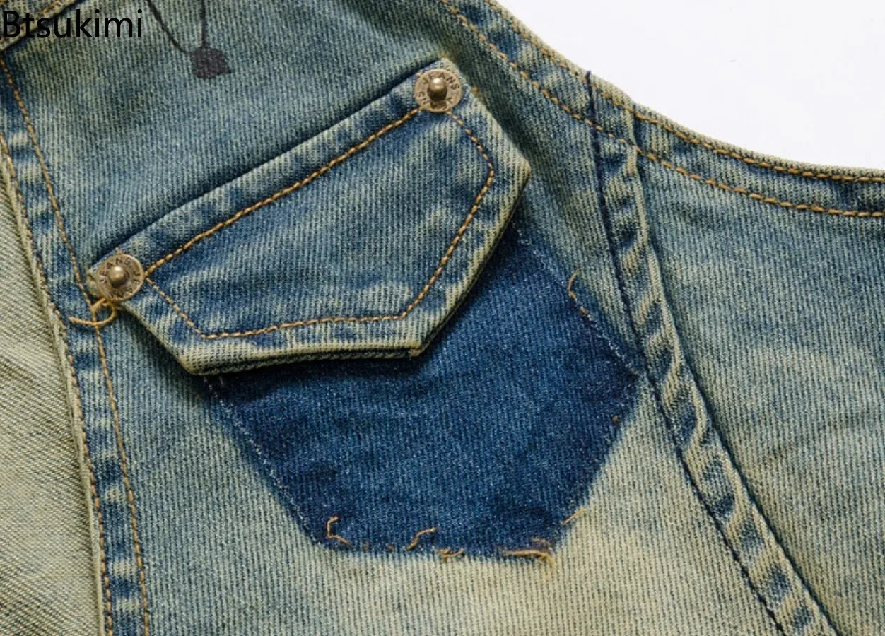 2025 Men's Denim Vest Vintage Casual Sleeveless Vest Jacket Single Breasted V-neck Men Jean Waistcoats Personalized Men Clothing