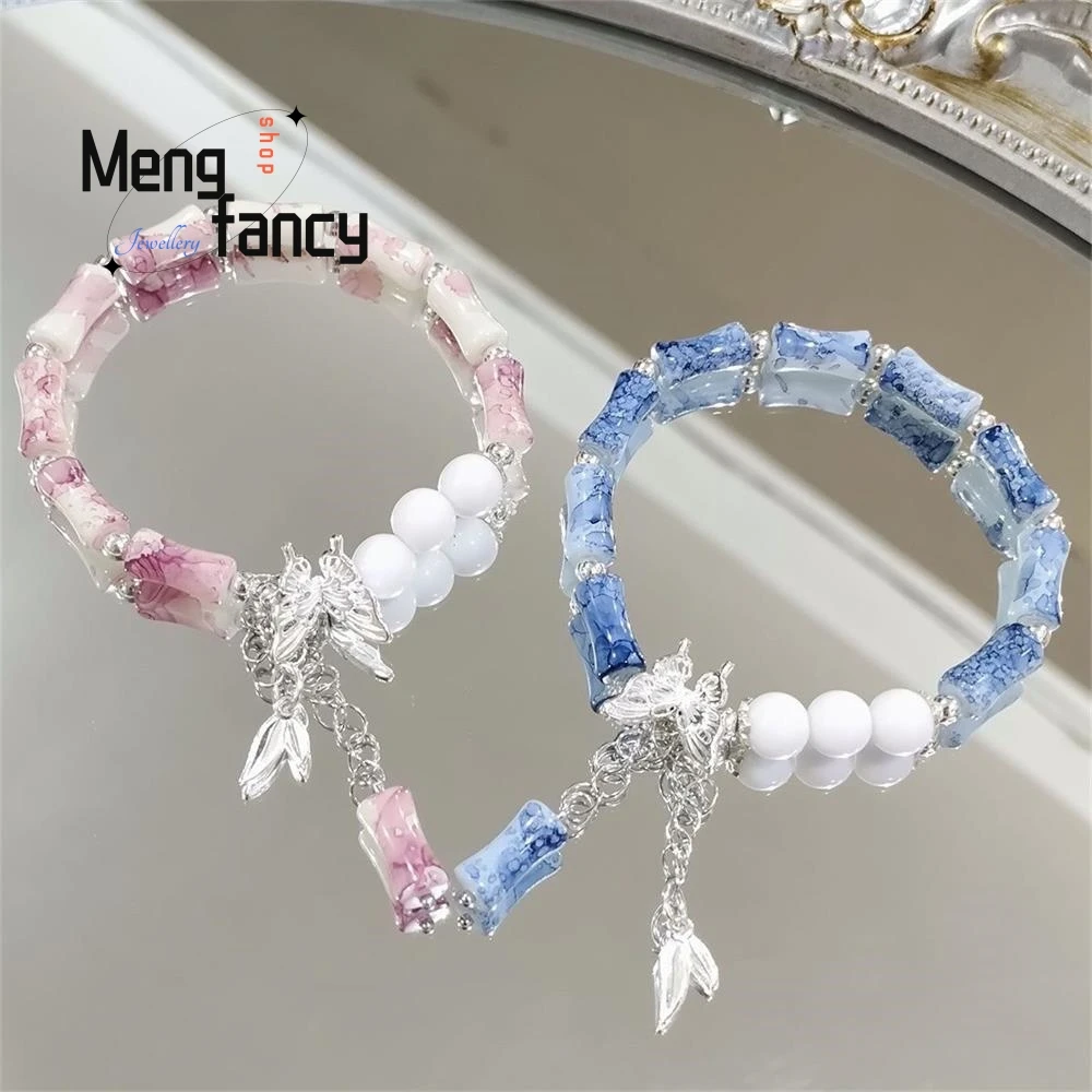 새로운 중국어 고대 스타일 나비 대나무 달콤한 다목적 커플 팔찌 천연 고급 절묘한 인기 패... - 4