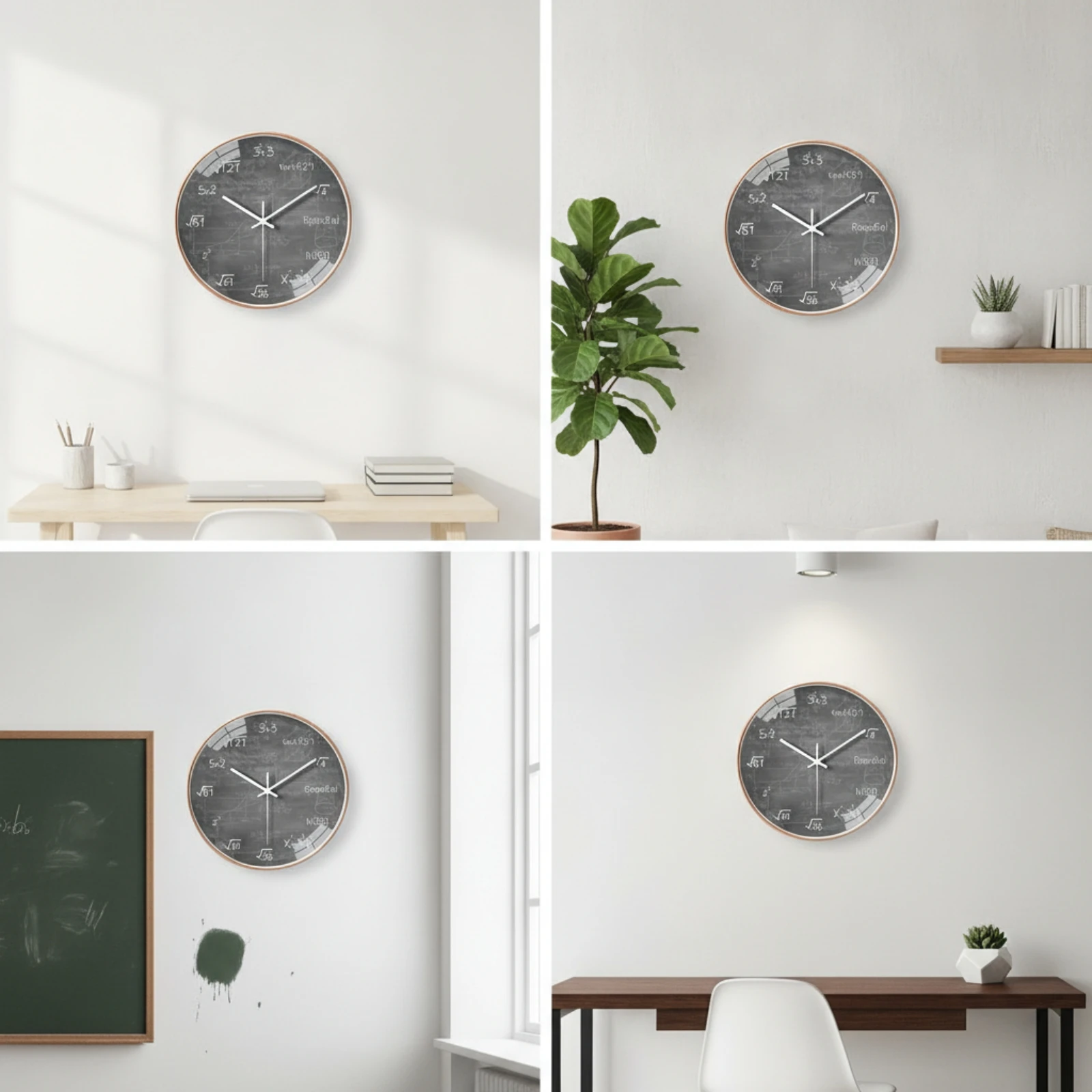 Math Wall Clock Non-Ticking Science Wall Clock Silent Modern for Students, Classroom, Study Room