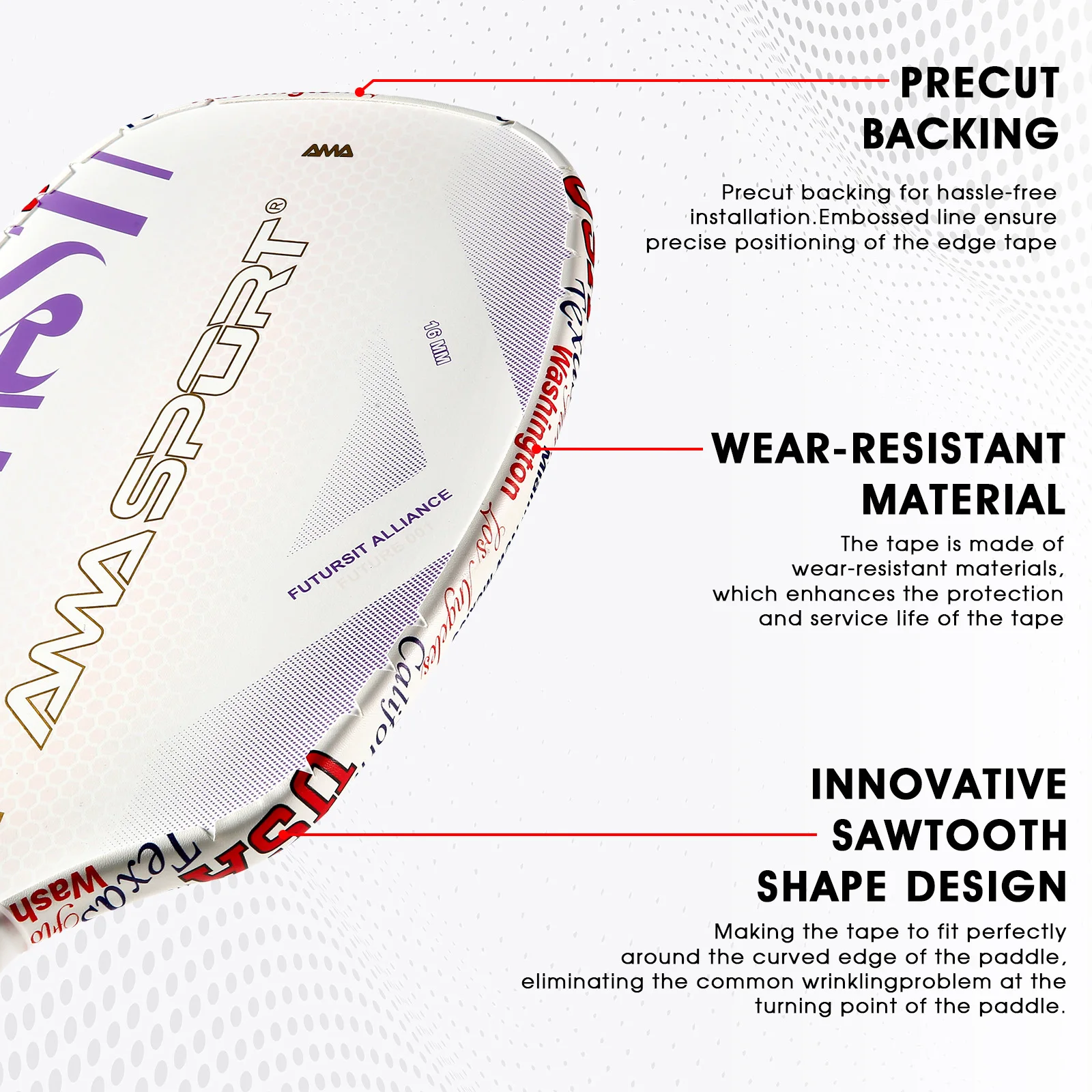 AMASPORT Pickleball Paddle Protection Tape Colorful Resistant Material Padel Protector for All Thickness Edges Innovative Design
